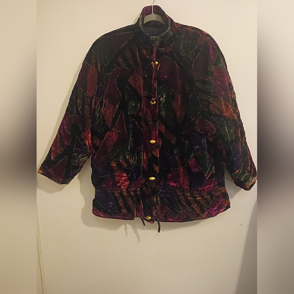VTG Mulberry Street Multicolor Velvet Women's Jacket Sz M